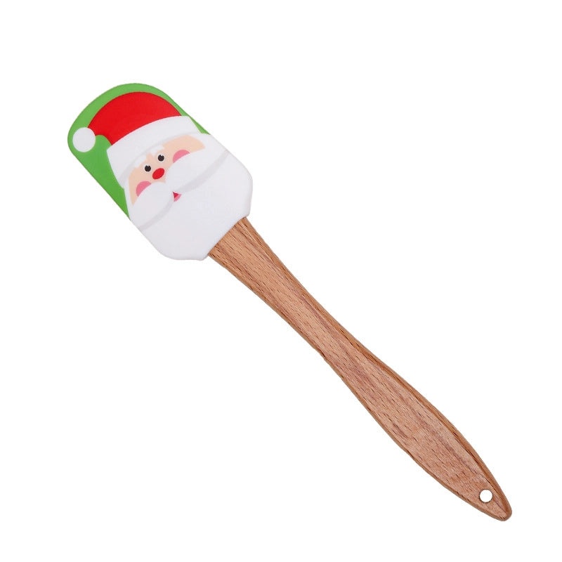 Christmas Santa Claus Snowflake Silicone Wood Baking Scraper 1 Piece | Kitchen Utensils & Gadgets