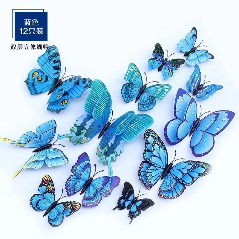 3D Butterfly Wall Stickers with Glue Imitation Decorative Fridge Magnets for Wedding Home Decor|Home Decor & Wall Art