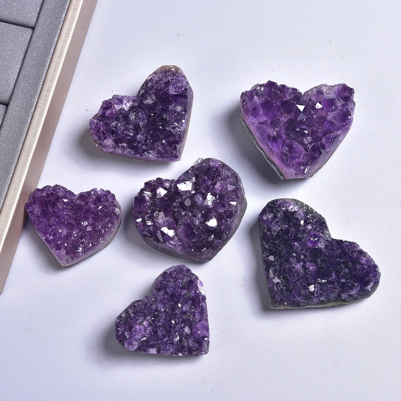 Minimalist Heart Shaped Amethyst Stone Ornament for Indoor Home Decor