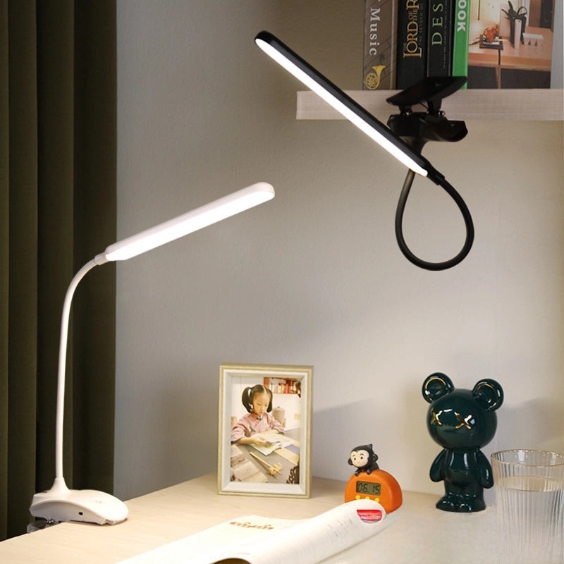 Rechargeable LED Clip-on Desk Lamp Eye Protection Small Table Lamp for Students Reading Dorm Bedside Light | Home & Office Lighting