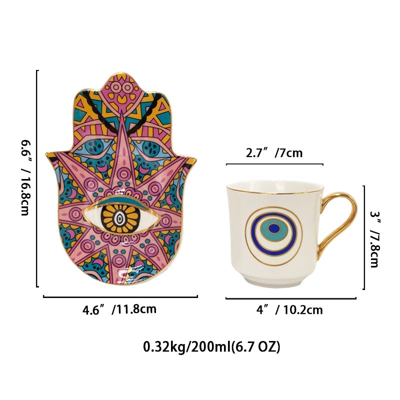 Vintage Devil's Eye White Porcelain Mug Placemat Set | Home & Kitchen Tableware