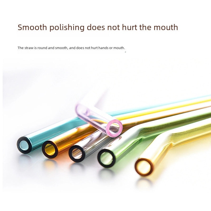 High Temperature Resistant Transparent Glass Straw for Milk Tea | Drinkware & Accessories