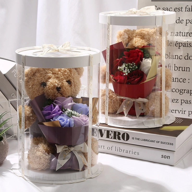 Soap Flower Bear Gift Box Romantic 520 Valentine's Day Birthday Present Adorable Teddy Bear Doll|Gifts & Accessories