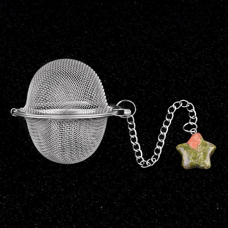 Women's Vintage Tea Filter Pendant Classic Star Crystal Agate