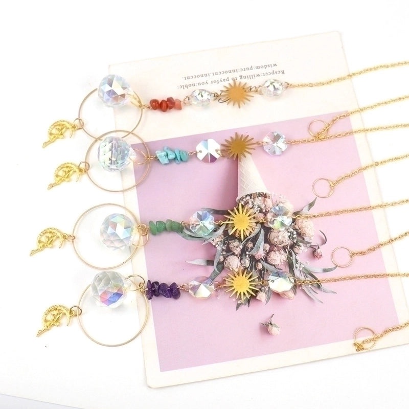 Elegant Sun and Moon Elf Pendant with Artificial Crystal and Agate | Fashion Jewelry