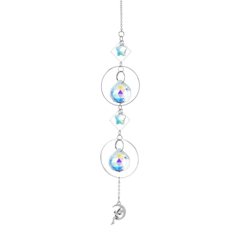 Celestial Geometric Moon Pendant with Crystal Charm|Jewelry & Accessories