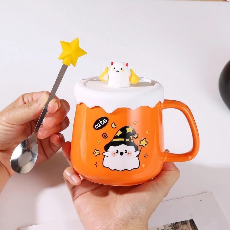 Creative Cute Ceramic Coffee Mug with Cartoon Ghost Design for Office and Home Halloween Gift|Home & Kitchen > Drinkware > Coffee Cups & Mugs
