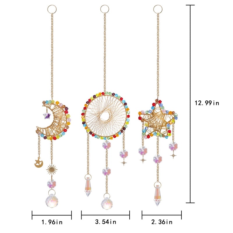 Elegant Star and Moon Crystal Suncatcher Wind Chime | Home Decor & Wall Art