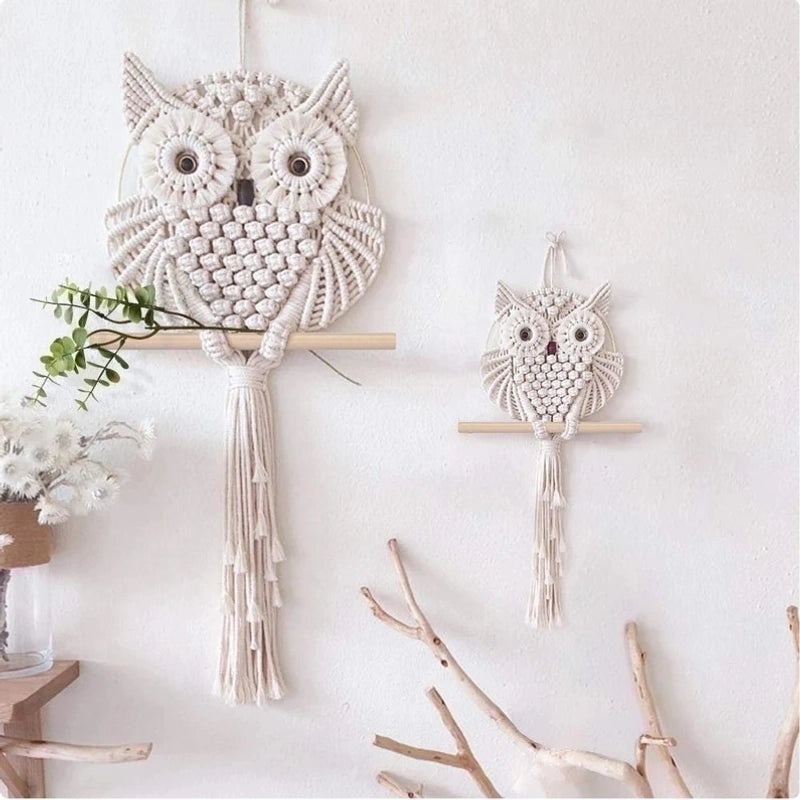 Rustic Owl Cotton Iron Tapestry Wall Hanging|Home Decor & Wall Art