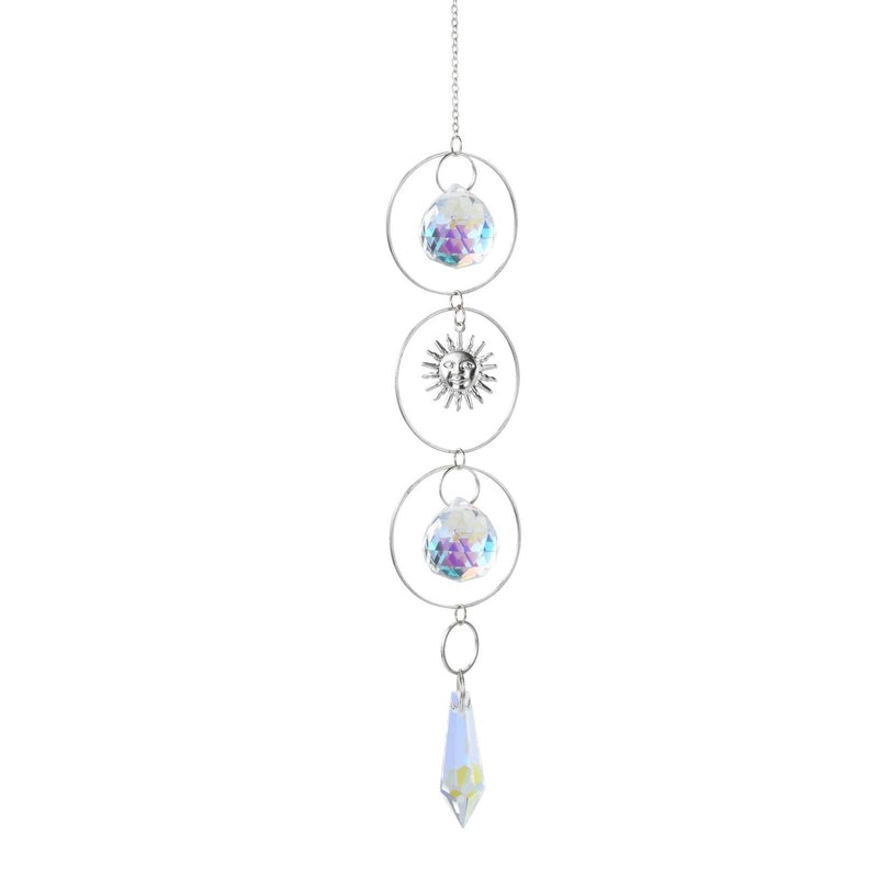 Celestial Geometric Moon Pendant with Crystal Charm|Jewelry & Accessories