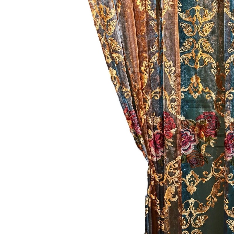 Chic Vintage Floral Polyester Door Curtain for Window Decor | Home Decor Accessories