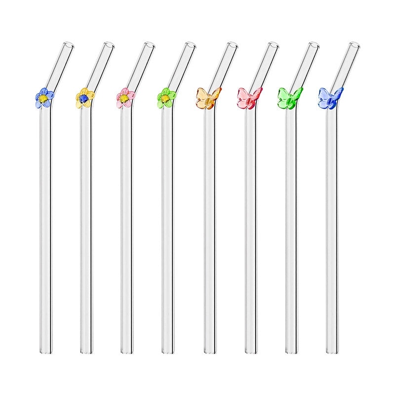 Glass Flower Butterfly Straw, 1 Piece|Drinkware & Straws