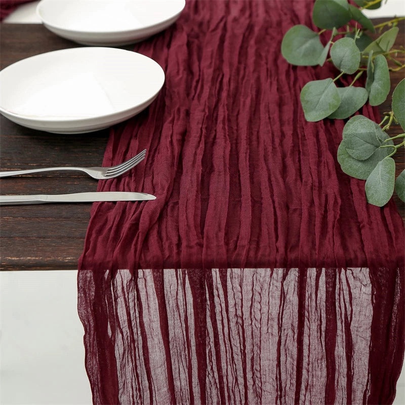 Bohemian Silk Crepe Table Runner Pleated European Style Wedding Party Decoration|Table Runners & Tablecloths