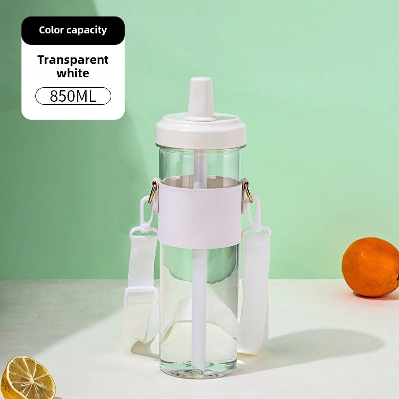 Creative Large Capacity Plastic Straw Cup with Portable Rope for Girls | Outdoor Sports Drinkware