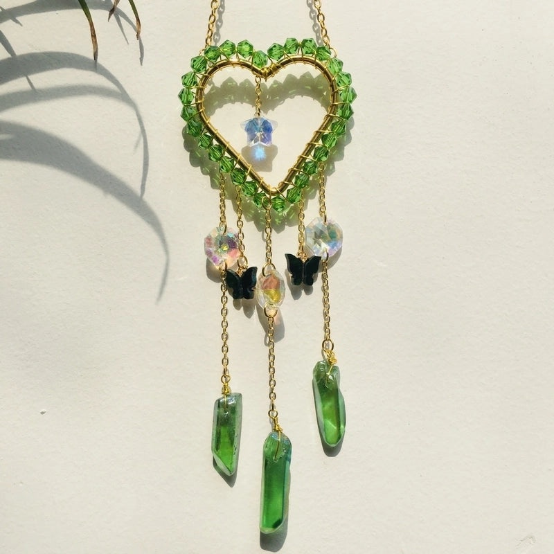 Elegant Heart Crystal Wind Chime for Home Decor|Home & Garden Decor