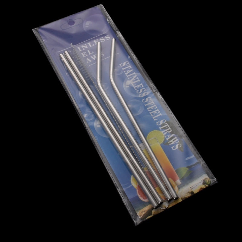 Stainless Steel Reusable Straw Set with Colorful Paper Card, Straight and Curved for Coffee, Milk Tea, Beverage | Drinkware & Bar Accessories