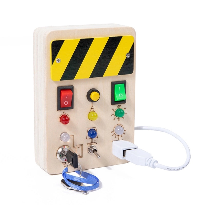 Children's Educational Wooden Busy Board with LED Light Switch | Early Learning Toys