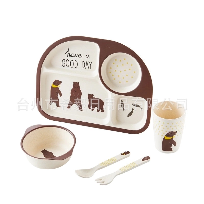 Adorable Cartoon Bamboo Fiber Tableware Set for Kids | Kids Tableware