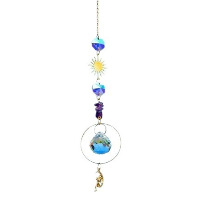 Pastoral Crystal Metal Suncatcher Wind Chime Sun Pattern Home Decor