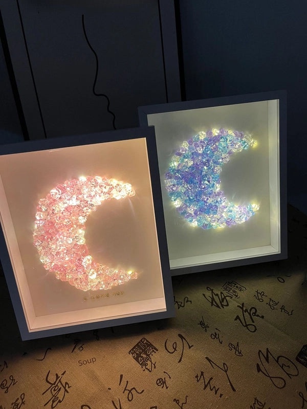 Moon Crystal Night Light with Butterfly Design Handmade DIY Birthday Gift|Home Decor Night Lights