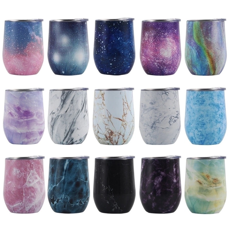 Stylish Stainless Steel Thermos Cup with Stripe and Solid Color Design | Drinkware & Thermoses