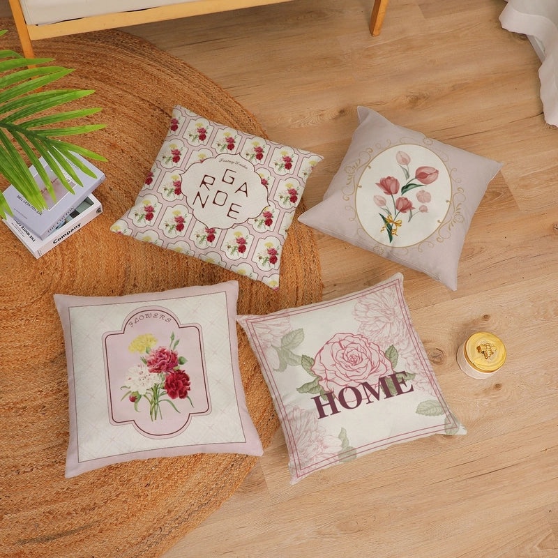 European Retro Floral Pillowcase with Geometric Plaid Design|Home Decor Cushions