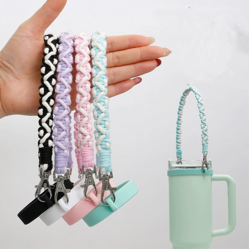 Multicolor Cotton Rope Water Bottle Holder with Silica Gel Grip | Outdoor Accessories