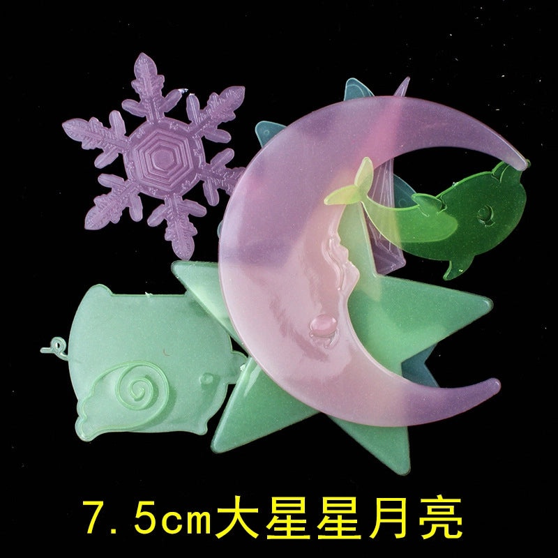 Glowing Star and Moon 3D Fluorescent Wall Decals Set|Home Decor & Wall Art