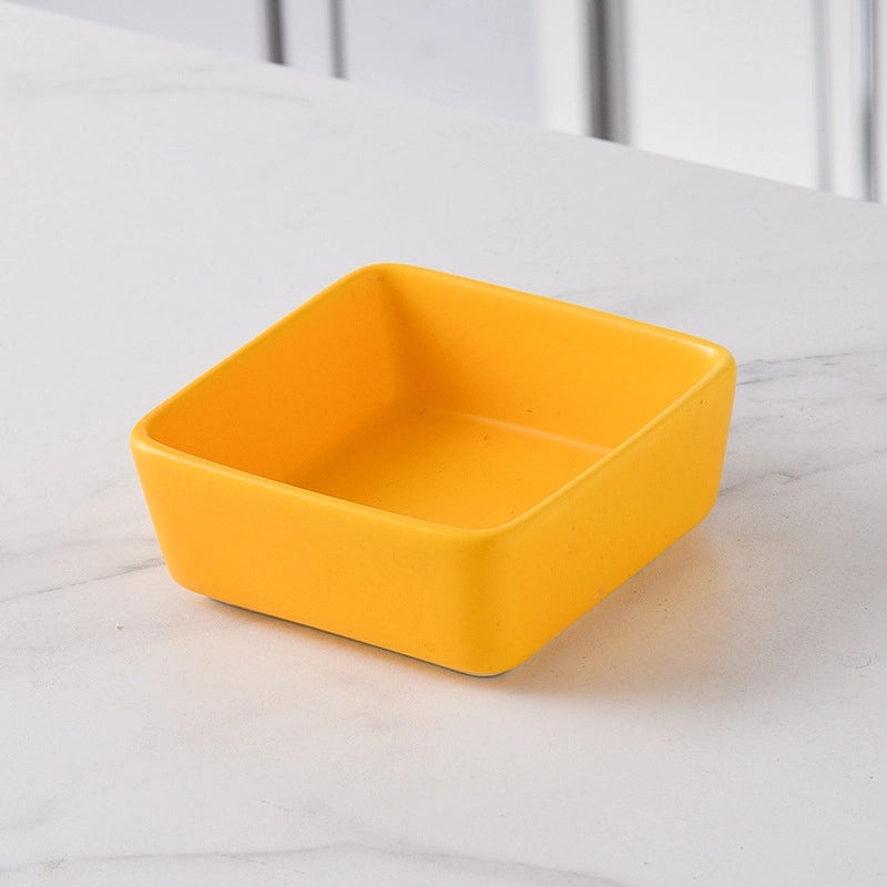 Nordic Ceramic Square Snack Bowl with Bamboo Wooden Tray | Kitchenware & Dining Accessories
