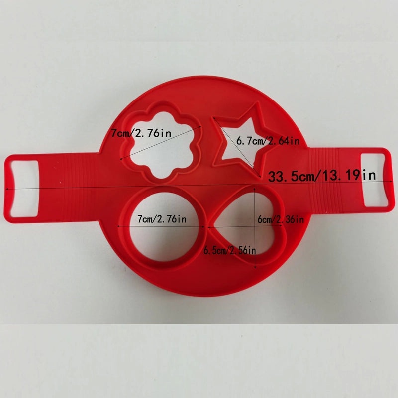 Silicone Omelette Pan with 7 Holes in Round, Heart, and Star Shapes | Kitchen Bakeware & Pancake Molds