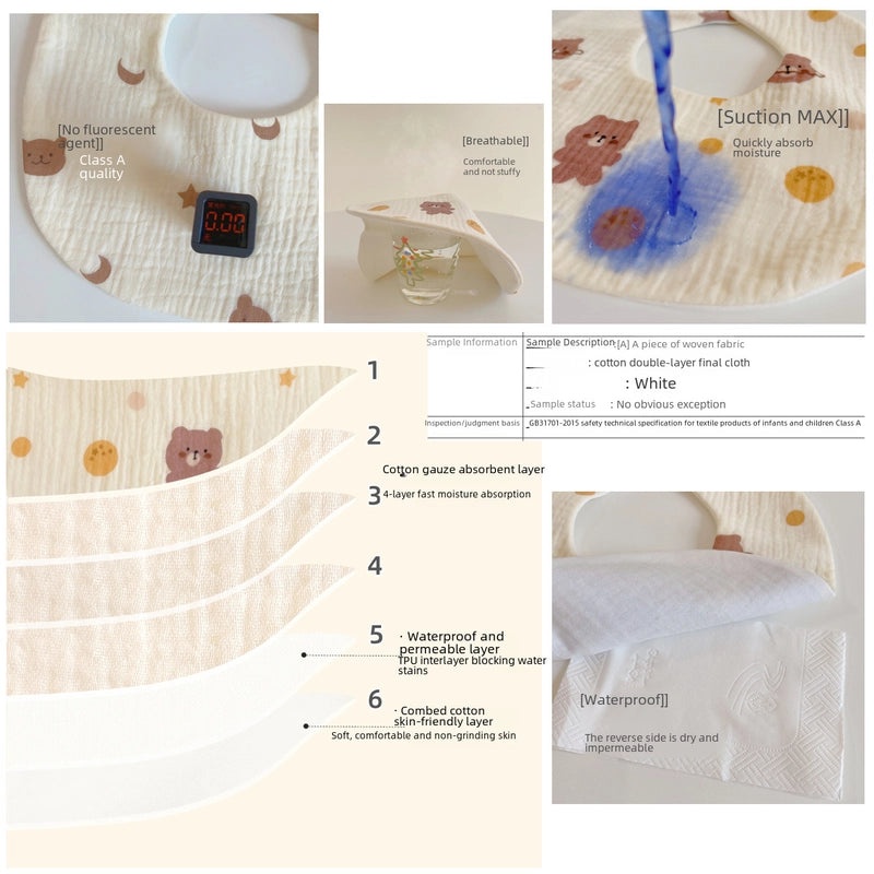 Baby Soft Cotton Gauze Newborn Bib Waterproof Absorbent Scarf for Autumn Winter|Baby & Kids Accessories