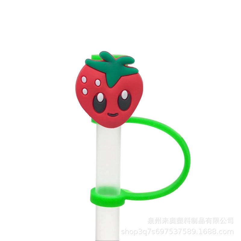 Cute Fruit Plant Silicone Straw Cap Dust Cover Personalized PVC Drink Straw Sleeve|Drinkware Accessories