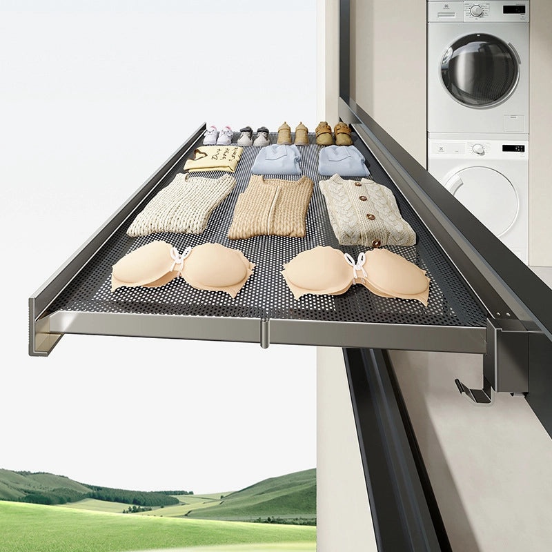 Balcony Foldable Invisible Wall-Mounted Clothes and Shoes Drying Rack Telescopic Non-Punch for Socks | Home Storage & Organization