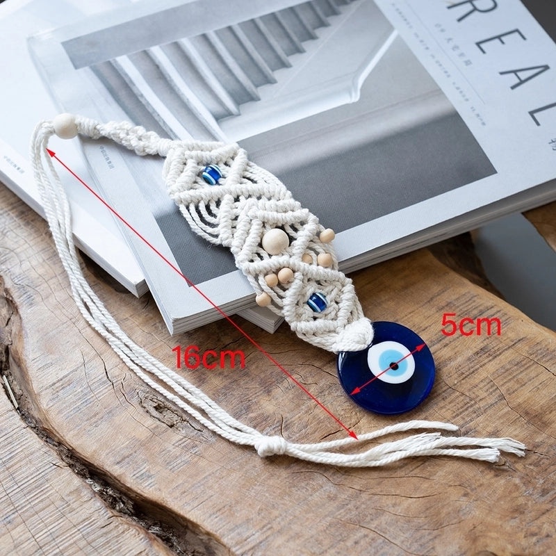 Minimalist Ethnic Devil's Eye Cotton Thread Glass Pendant for Wall Decor|Home Decor & Wall Art