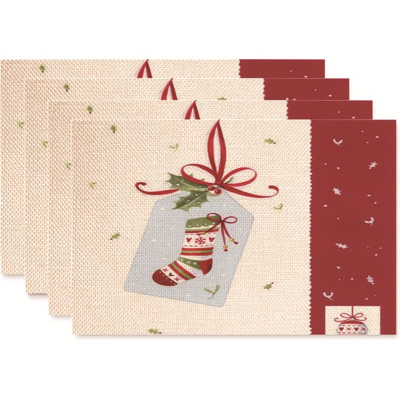 Nordic Christmas Tree Bow Knot Snowflake Linen Cotton Placemat|Home Decor & Tableware