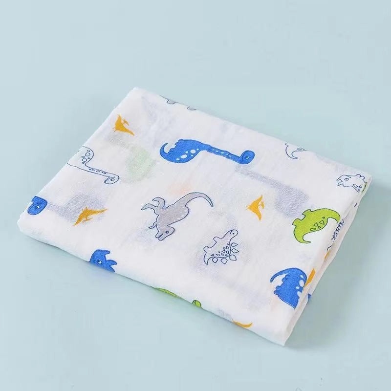 Double-layer Cotton Gauze Baby Swaddle Blanket Printed Bath Towel Sunshade Cart Cover|Baby Care Accessories