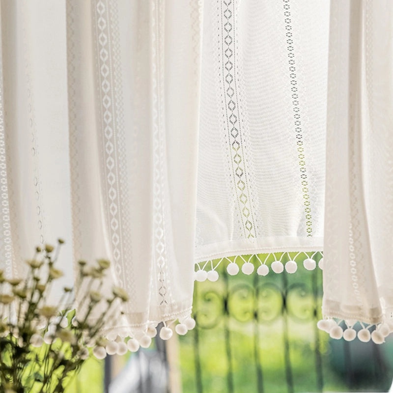French Short Curtains Nordic Style Semi-Shading Roman Drapes for Home Decoration | Curtains & Window Treatments