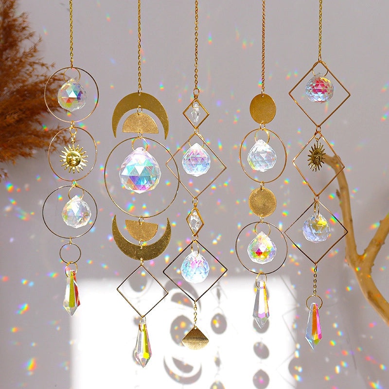 Geometric Moon Crystal Pendant Minimalist Wall Decor|Home Decor