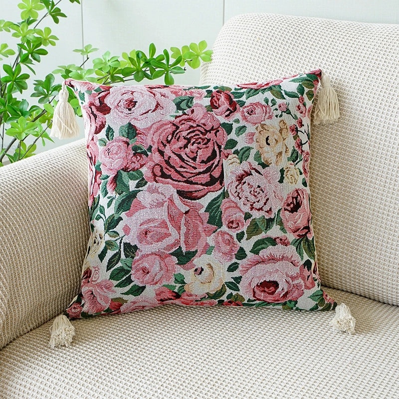 Minimalist Floral Canvas Throw Pillow Cover for Casual Home Decor | Home Textiles & Bedding