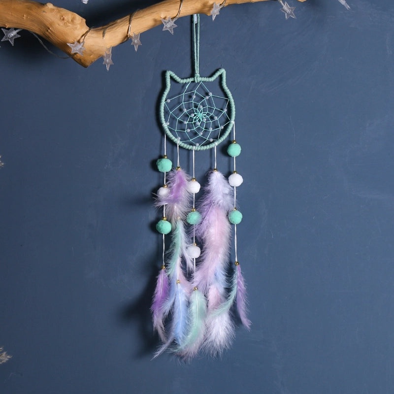 Minimalist Star Moon Cat Feather Dreamcatcher Decor for Home Wall Hanging|Home Decor & Accessories