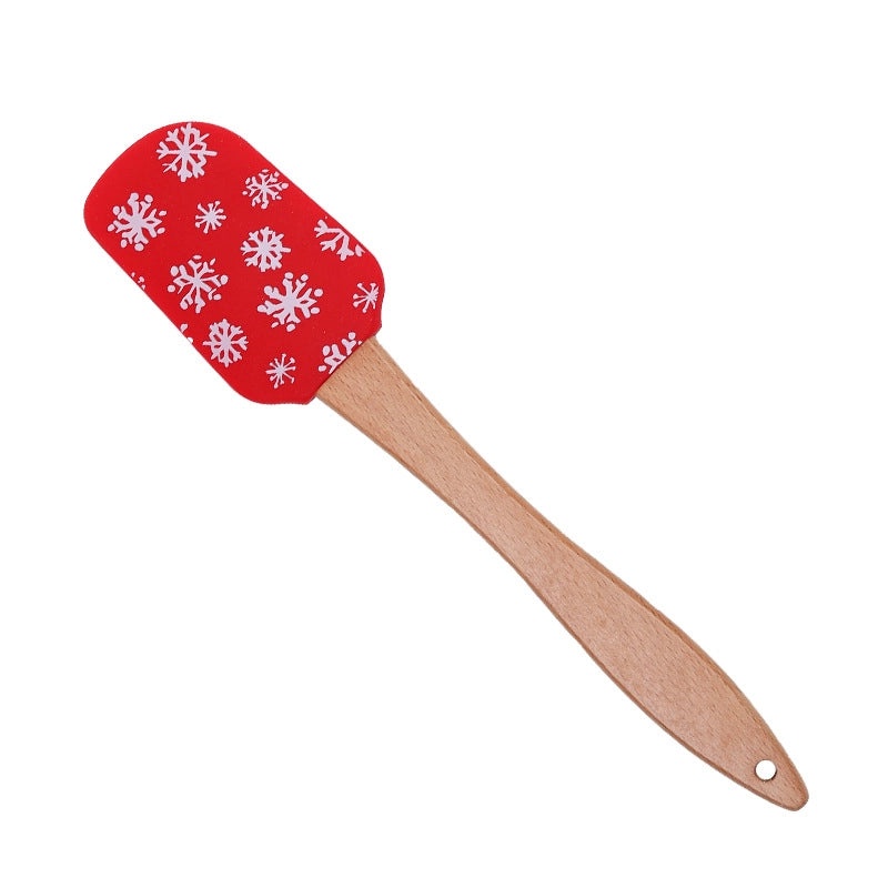 Christmas Santa Claus Snowflake Silicone Wood Baking Scraper 1 Piece | Kitchen Utensils & Gadgets
