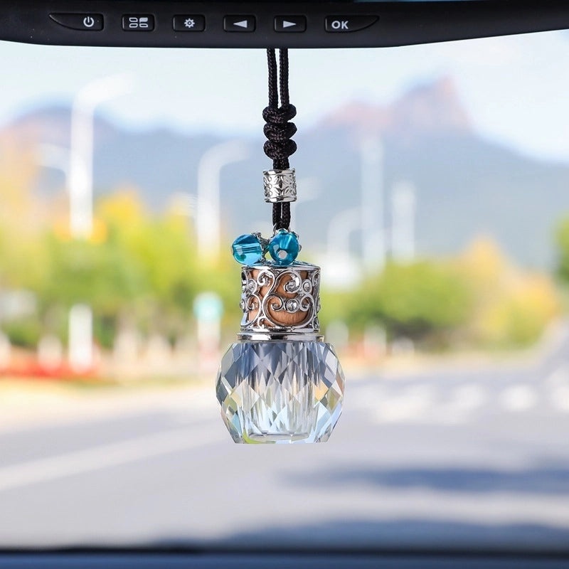 Colorful Transparent Geometric Crystal Car Air Vent Perfume Bottle Hanging Ornament|Car Accessories