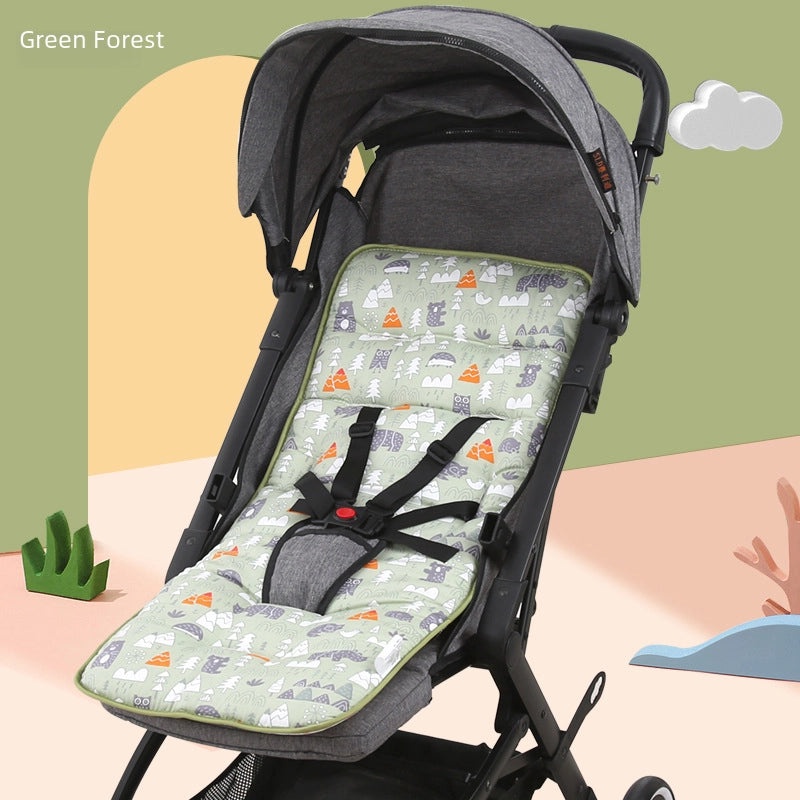 Baby Stroller Cushion Double-Sided Cotton Thick Soft Warm Breathable Ice Silk for All Seasons|Baby Stroller Accessories