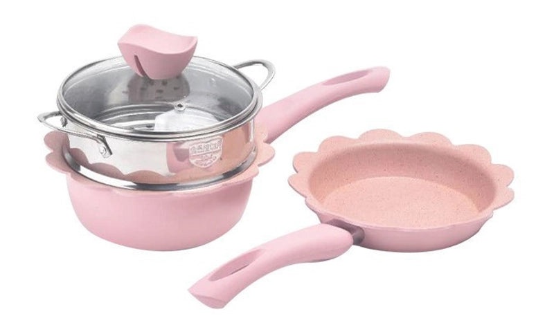 Solid Color Alloy Medical Stone Cookware Set 2 Pieces | Kitchen Cookware