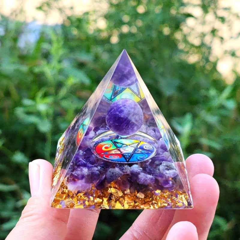 Pyramid Resin Crystal Ball with Decorative Pyramid Gravel | Home Decor & Accessories