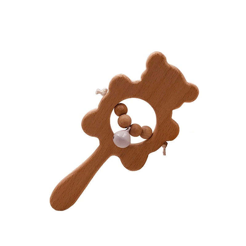 Baby Teething Bracelet with Beech Animal Molar Stick and Bear Toy | Baby Teething Accessories