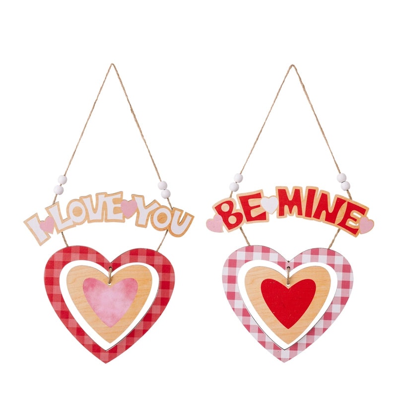 Valentine's Day Heart-Shaped Wooden Hanging Ornament Cute Letter Indoor Date Decoration|Home Decor