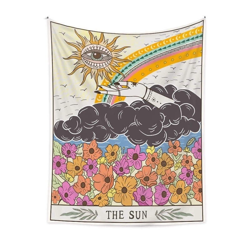 Colorful Rainbow Devil's Eye Polyester Wall Tapestry Artificial Plant Decor|Home Decor Wall Art