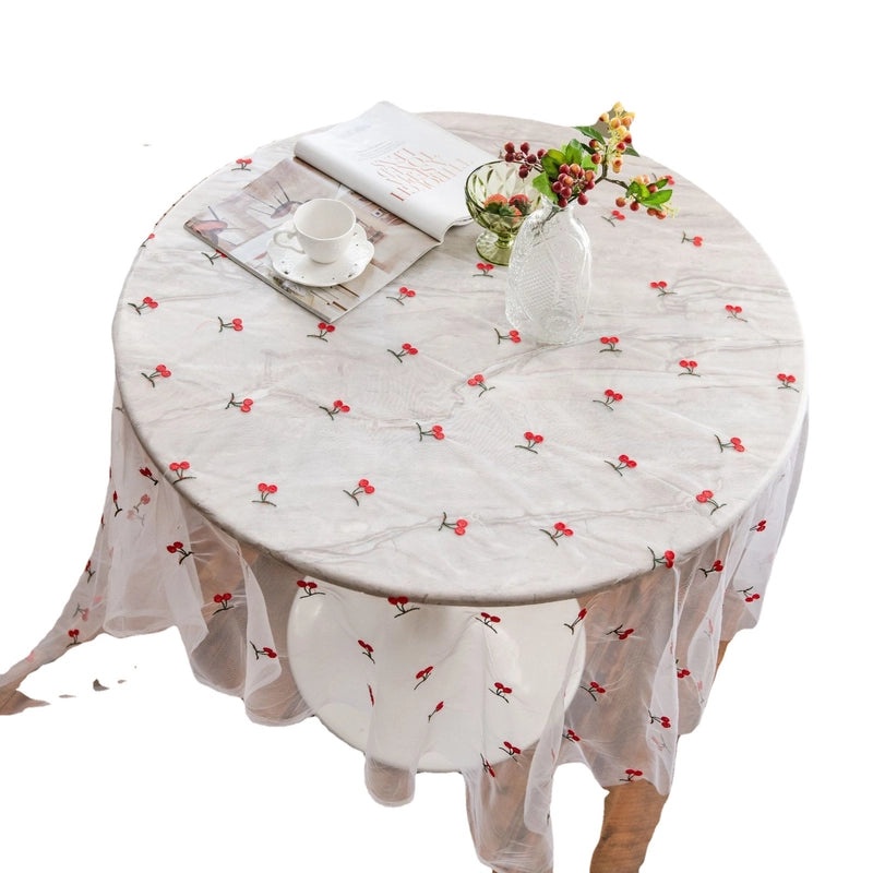 Red Peach Embroidered Tablecloth for Cake Photography Background | Photography Props