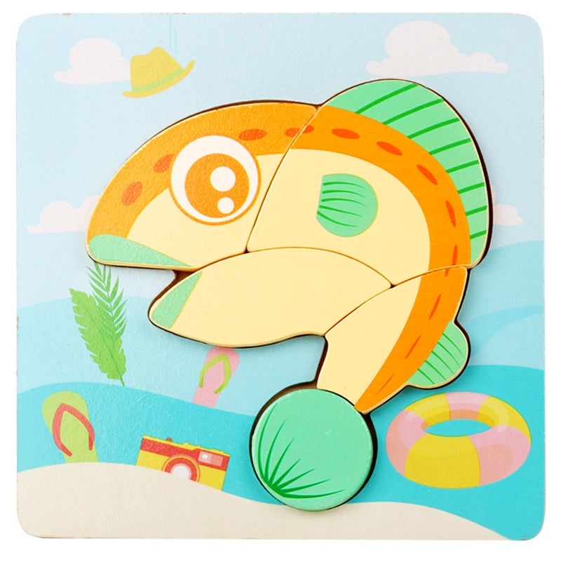Wooden 3D Animal Puzzle for Kids Early Learning Handheld Board Cartoon Educational Toy | Educational Toys & Games